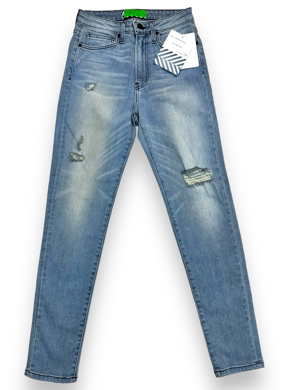 Free People X Sandrine Rose Skinny Jeans Women's 25 Distressed Light Blue R1019